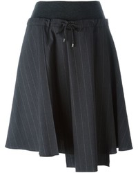 Charcoal Vertical Striped Wool Skirt