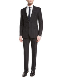 Ralph Lauren Anthony Wide Pinstripe Wool Suit Medium Gray
