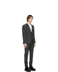 Neil Barrett Grey And White Wool Stripe Slim Fitted Suit