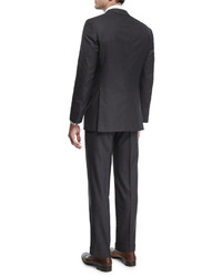 Brioni Herringbone Striped Wool Two Piece Suit