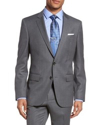 BOSS Hugegenius 11 Trim Fit Stripe Wool Suit