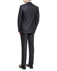 Ermenegildo Zegna Milano Wool Twin Stripe Two Piece Suit Charcoal
