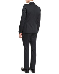 Versace Pinstripe Two Piece Wool Suit Charcoal