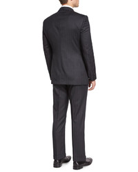 Giorgio Armani Wall St Wide Stripe Wool Suit Gray