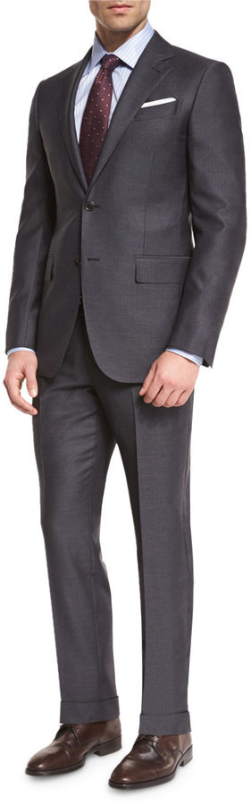 Ermenegildo Zegna Wool Striped Two Piece Suit Charcoal, $2,795