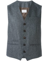 Charcoal Vertical Striped Wool Waistcoat