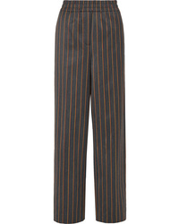 Calvin Klein 205W39nyc Striped Wool And Cotton Blend Wide Leg Pants