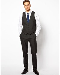 Asos Brand Slim Fit Vest In Charcoal