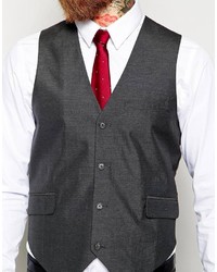 Asos Brand Slim Vest In Charcoal