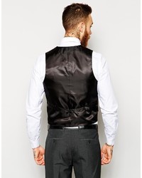 Asos Brand Slim Vest In Charcoal