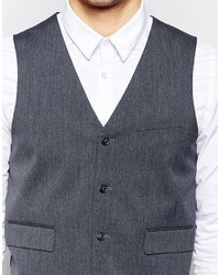 Asos Brand Slim Vest With Stretch In Charcoal