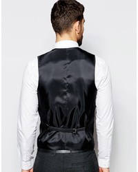 Asos Brand Wedding Vest In Charcoal