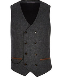 River Island Brown Smart Double Breasted Vest