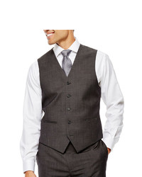 Claiborne Charcoal Herringbone Suit Vest Classic Fit