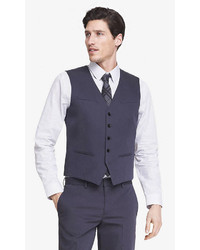 Express Modern Producer Cotton Sateen Gray Suit Vest
