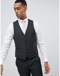 MOSS BROS Moss London Skinny Suit Waistcoat In Charcoal