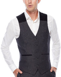 Asstd National Brand Wdny Charcoal Twill Suit Vest Slim Fit
