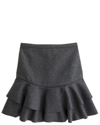 Charcoal Wool A-Line Skirt