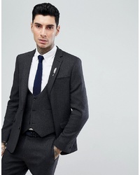 ASOS DESIGN Asos Slim Suit Jacket In Charcoal Wool Mix Twill
