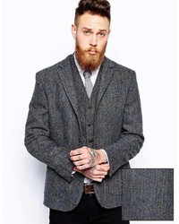 Asos Brand Slim Fit Blazer In Harris Tweed