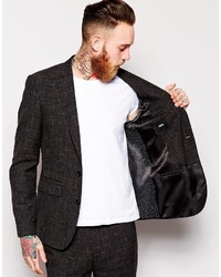 Asos Brand Slim Fit Suit Jacket In Crosshatch Fabric