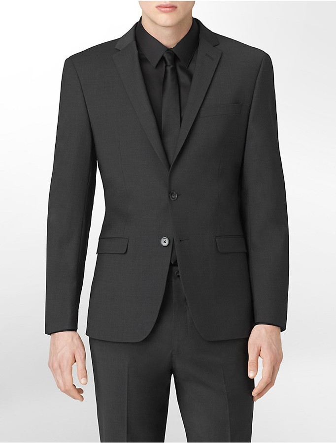 Calvin Klein X Fit Ultra Slim Fit Charcoal Suit Jacket, $199 | Calvin Klein  | Lookastic