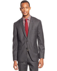 Bar III Carnaby Collection Charcoal Flannel Chalk Stripe Slim Fit Jacket