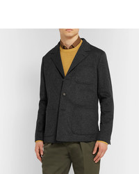 Massimo Alba Dark Grey Unstructured Mlange Wool And Cashmere Blend Blazer