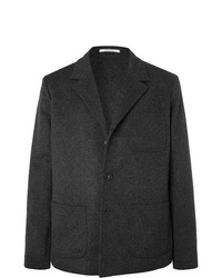 Massimo Alba Dark Grey Unstructured Mlange Wool And Cashmere Blend Blazer