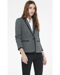 Express Gray Knit Blazer With Black Piping