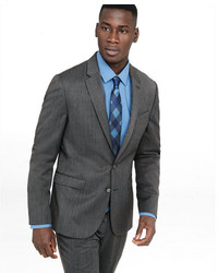 Express Extra Slim Gray Wool Blend Twill Suit Jacket
