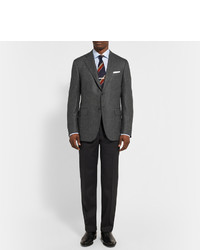 Canali Grey Basketweave Wool And Cashmere Blend Blazer