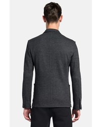 Lanvin Grey Deconstructed Houndstooth Jersey Wool Sport Coat