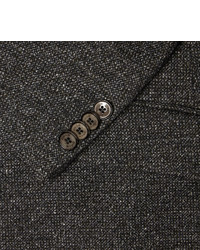 Etro Grey Slim Fit Knitted Wool Silk And Cotton Blend Blazer