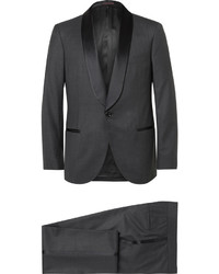Brunello Cucinelli Grey Slim Fit Satin Trimmed Wool And Silk Blend Tuxedo