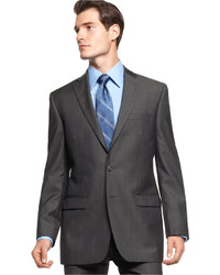 Calvin Klein Jacket Grey Herringbone 100% Wool Slim Fit
