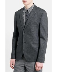 Topman Slim Fit Charcoal Jersey Blazer