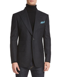 Tom Ford Windsor Base Small Check Sport Coat Charcoal
