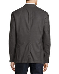 Brunello Cucinelli Wool Three Button Jacket Dark Grey