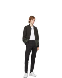Paul Smith Grey And Green Wool Bomber Jacket