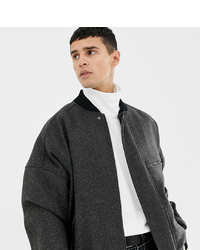 Noak Oversized Wool Bomber Jacket In Grey Wool Mix