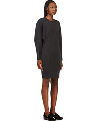 Lanvin Charcoal Wool Jersey Crop Sleeve Dress