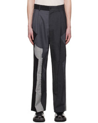 Feng Chen Wang Black Gray Patchwork Trousers