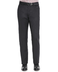 Ermenegildo Zegna Five Pocket Wool Flannel Pants Charcoal