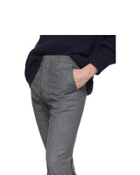 AMI Alexandre Mattiussi Grey Flannel Cigarette Trousers