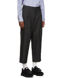 Comme des Garcons Homme Grey Washed Twill Pleated Trousers