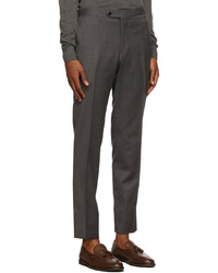 Isaia Grey Wool Flannel Trousers