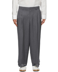 Ader Error Grey Wool Layered Trousers