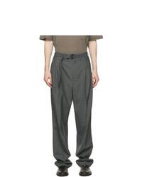 Lemaire Grey Wool Pleat Trousers