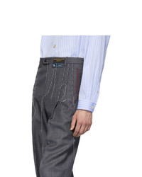 Gucci Grey Wool Stitching Trousers
